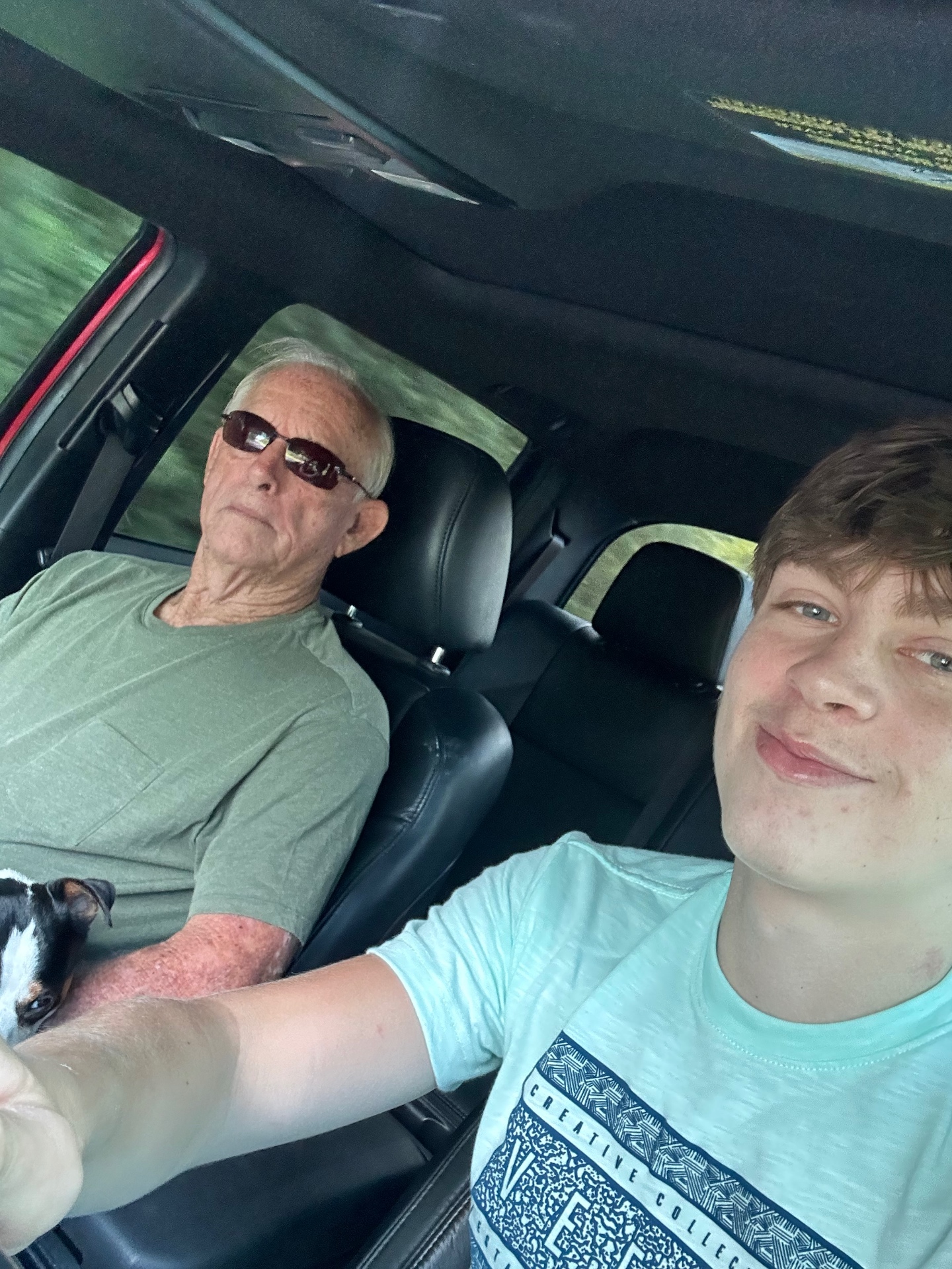Riding shotgun with grandpa